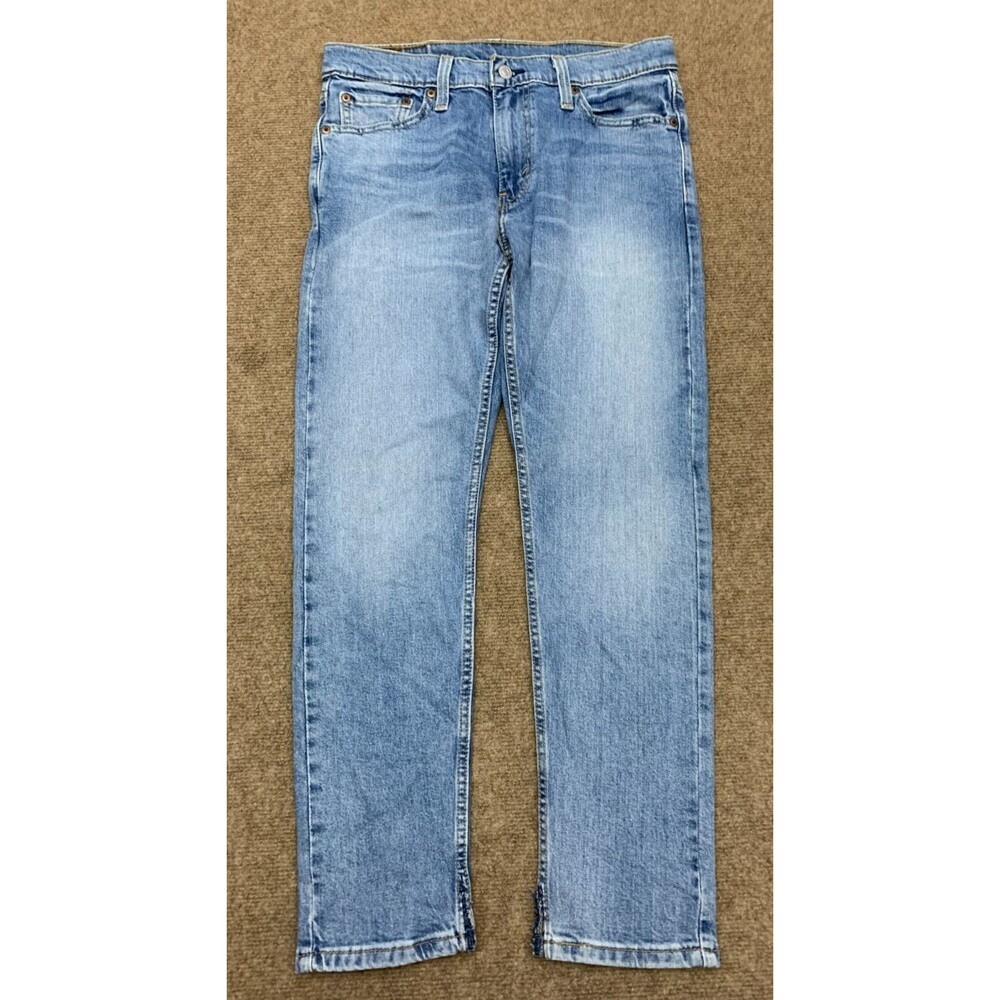 Levis 512 Jeans Mens 30x30 Slim Tapered Split Hem Whiskered Pre-Washed Denim